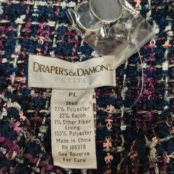 Draper's& Damon's Multi Colors Tweed Blazer Jacket Size PL NWOT - Picture 9 of 9